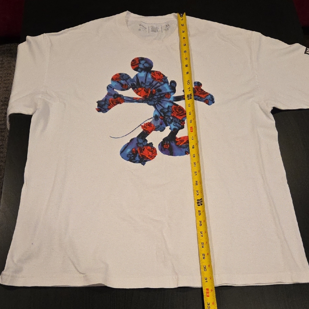 Disney X Neff White Tee with Blue and Red Floral Graphic (Pre-loved)